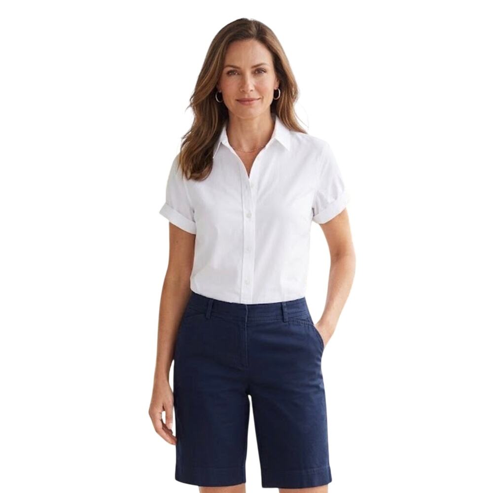 Talbots Women’s navy blue chino Perfect shorts, Bermuda, Size 2